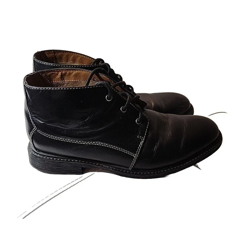 BOSTONIAN Boot Mens 9 Leather Brently Style Chukka‎ Low Shoe BLACK $120 MSRP